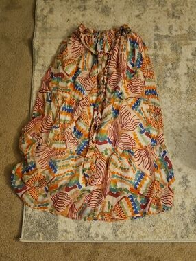 Pink Lily Multicolor Abstract Print Women's Maxi Skirt Large